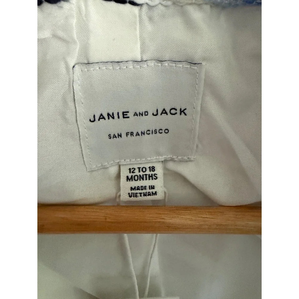 Janie and Jack Girls Blue Stripe Tweed Cropped Jacket 12-18 Months NWT